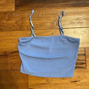 Blue Ribbed Women's Crop Top